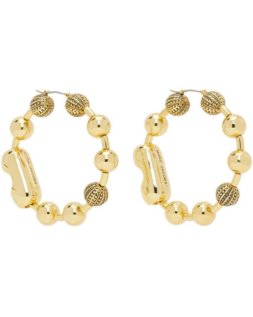 Marc Jacobs Black Gold 'the Monogram Ball Chain Hoop' Earrings