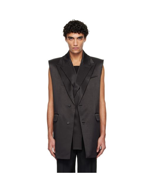 Jean Paul Gaultier Black Double Layer Body Detail Vest for men