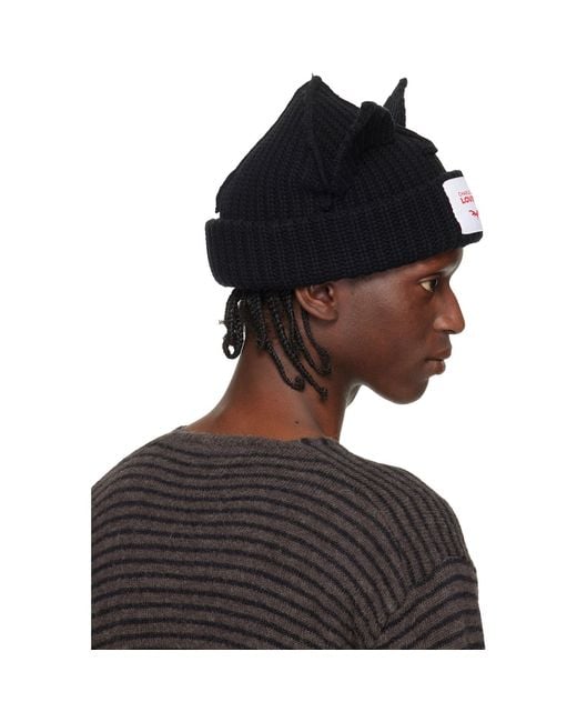 Charles Jeffrey Black Chunky Ears Beanie for men
