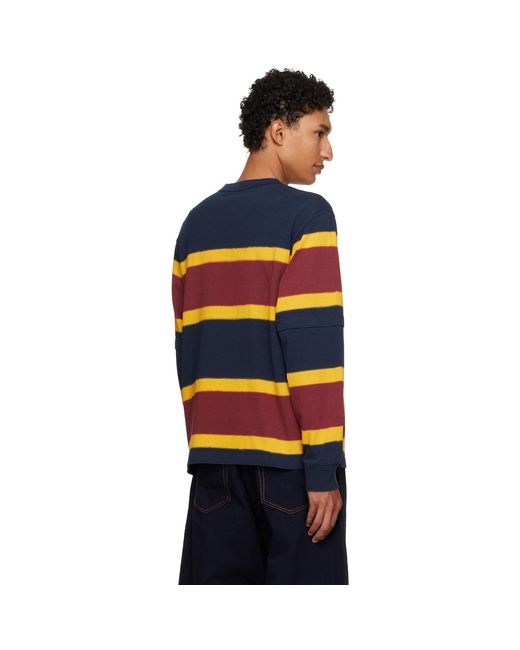 Sacai Black Burgundy Chusen-Dyed Cotton Jersey T-Shirt for men
