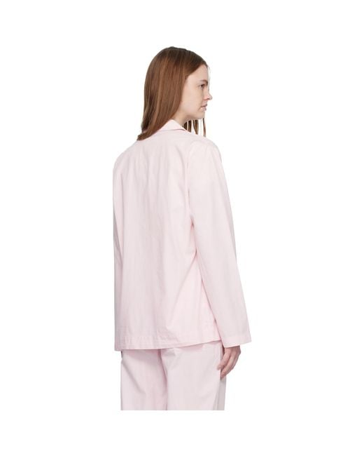 Tekla Pink Poplin Long-Sleeved Pyjama Shirt