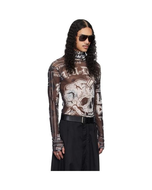 Lu'u Dan Black Masked Mesh Top for men