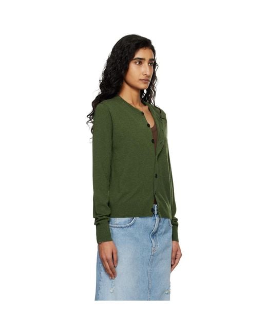 Acne Green Fitted Yak Wool Cardigan