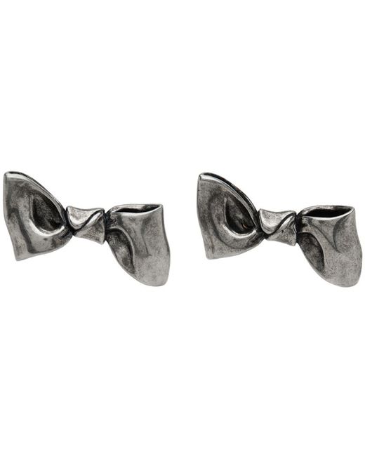 Acne Black Silver Karen Kilimnik Edition Bow Earrings