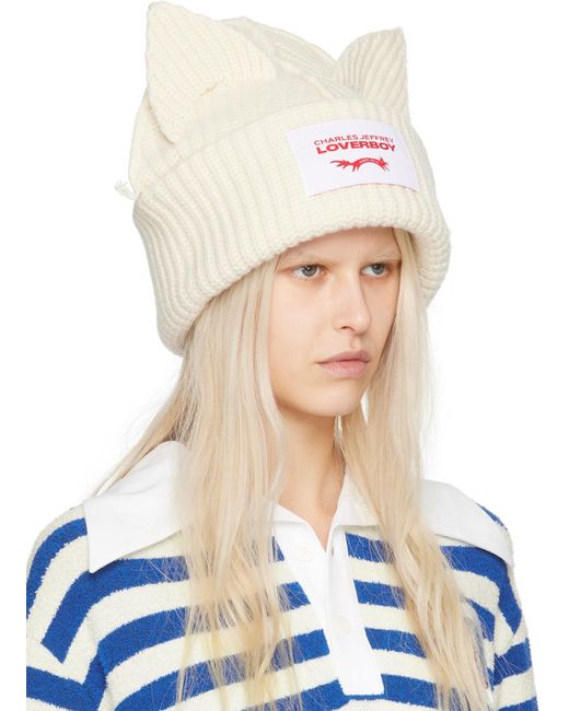 Charles Jeffrey Blue Ssense Exclusive Off- Supersized Chunky Ears Beanie
