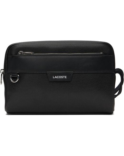メンズ Lacoste ブラック Ossian レザー トラベルポーチ Black