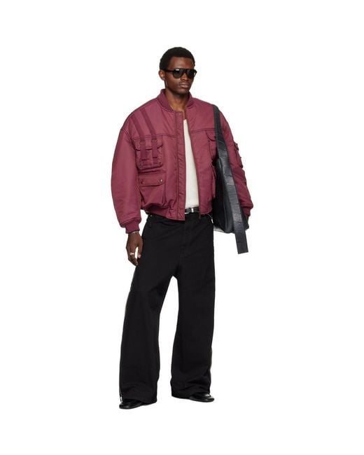 Lu'u Dan Red Burgundy Aviator Bomber Jacket for men