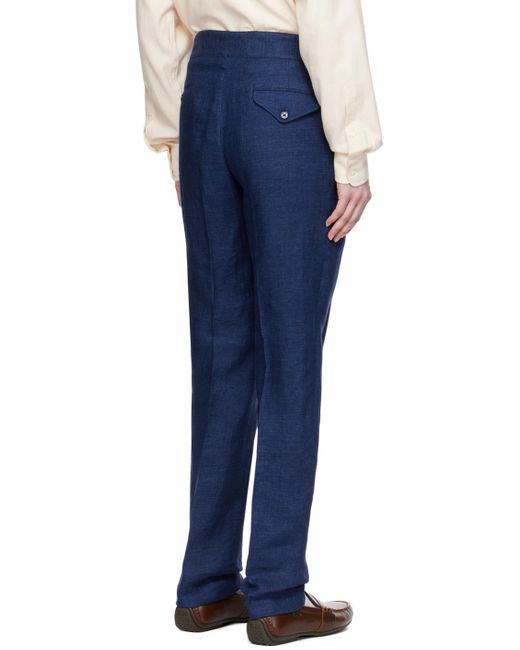 Ralph lauren label pantalon bleu marine à plis Ralph Lauren Purple Label pour homme en coloris Blue