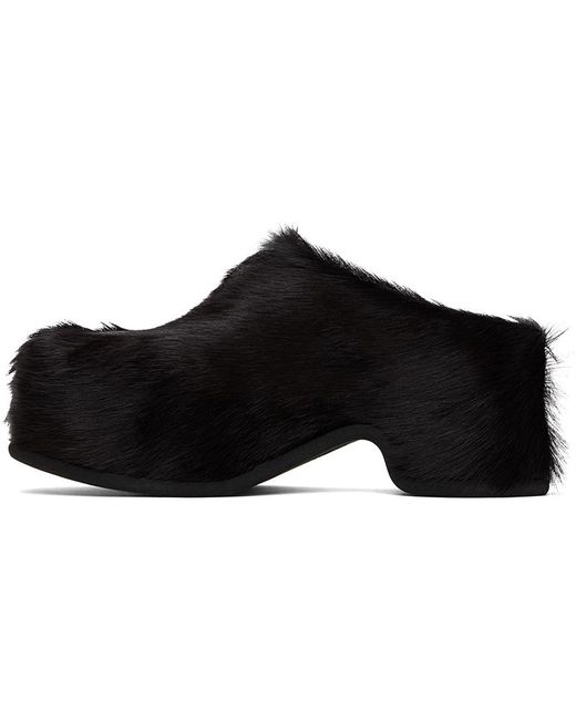 Dries Van Noten Black Pony Hair Mules for men