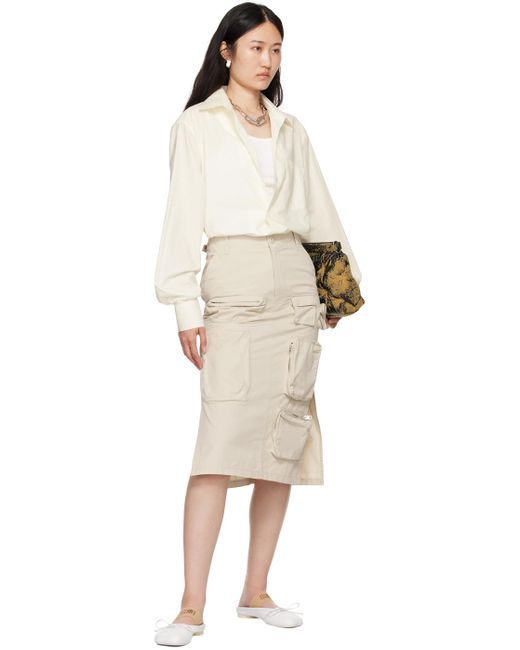 MM6 by Maison Martin Margiela Natural Pocket Midi Skirt