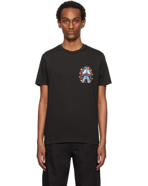 KENZO Black Paris Drawn Varsity T-shirt for men