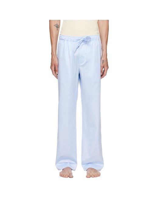 Tekla Blue Sateen Pyjama Pants for men