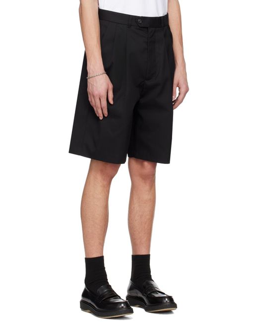 Lownn Black Pleated Shorts for men