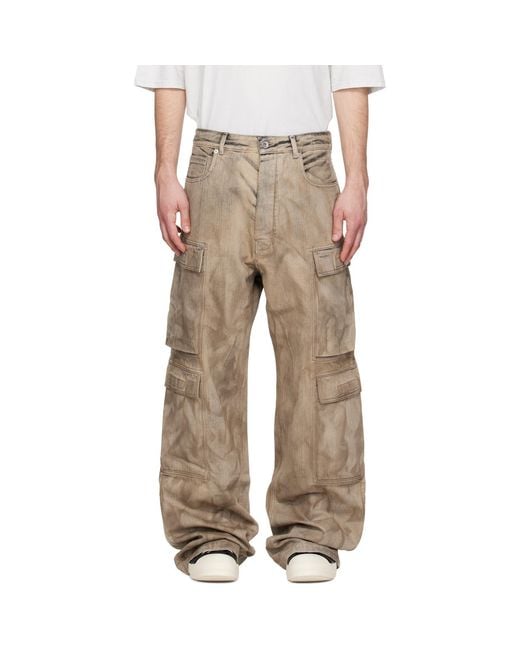 Rick Owens Natural Temple Double Cargo Jeans for men