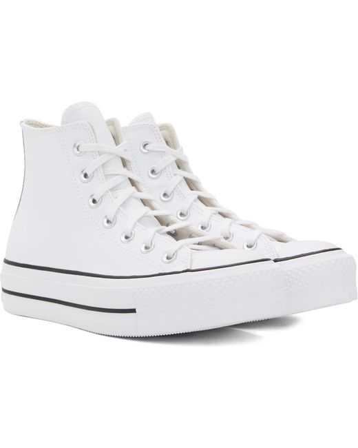 Converse Black White Chuck Taylor All Star Lift Leather Sneakers for men