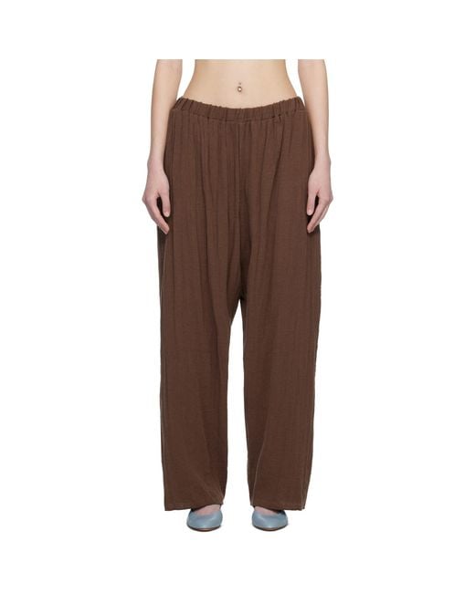 Baserange Brown Crinkle Linen Folio Lounge Pants