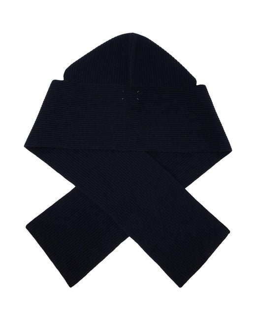 Maison Margiela Blue Wool Hooded Scarf for men