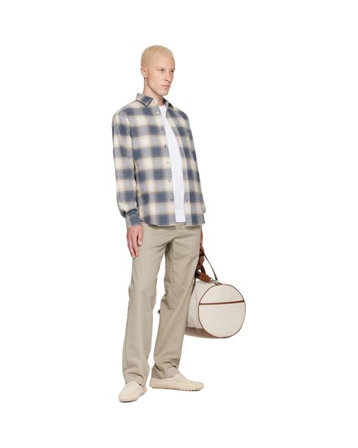 Boss White Twill Duffle Bag for men