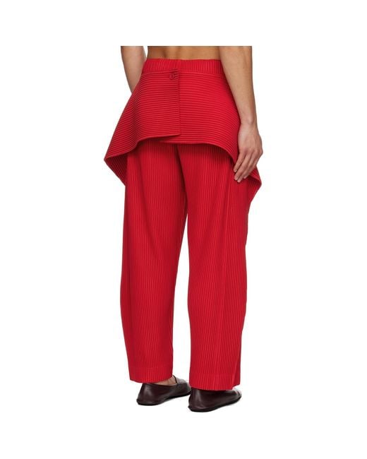 Homme Plissé Issey Miyake Red Cover And Fold Trousers for men