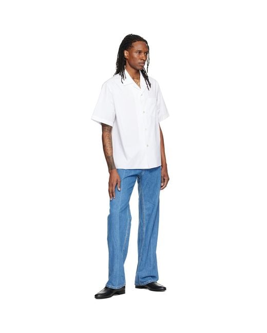 Valentino White Short Sleeve Cotton Poplin Shirt for men