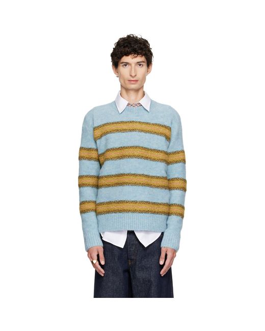 Dries Van Noten Blue Jacquard Wool Sweater for men