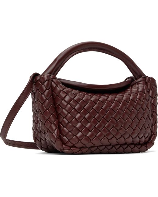 Bottega Veneta Black Burgundy Small Cobble Top Handle Bag