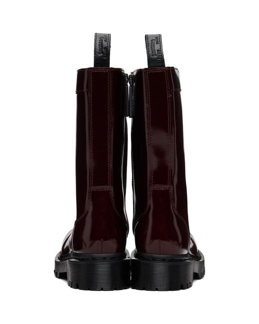 Dr. Martens Brown Burgundy Rejena Laquered Leather Boots