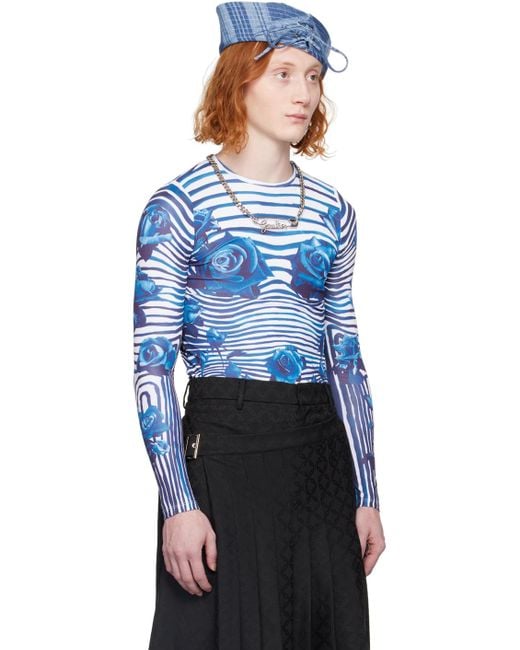 Jean Paul Gaultier Blue Long Sleeve T-shirt for men