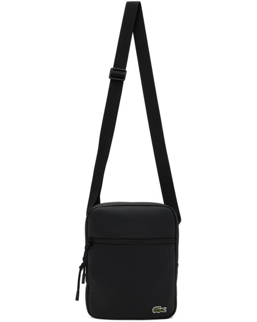 Lacoste Black Embroidered Crossbody Bag for men