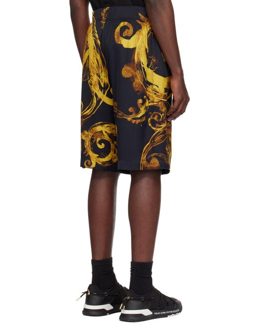 Versace Black Watercolor Couture Shorts for men