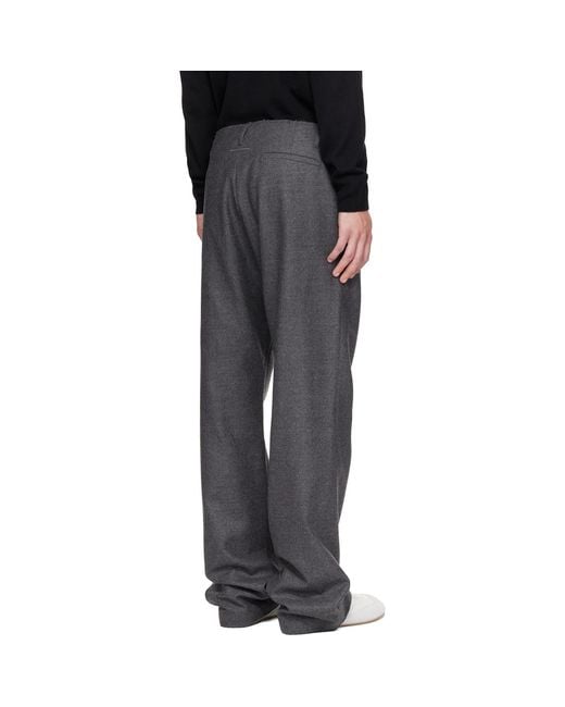 MM6 by Maison Margiela Gray Pleated Cotton Wool Trousers for men