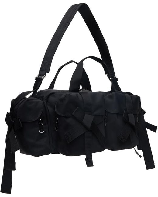 Simone Rocha Black Utility Bow Pocket Travel Bag for men