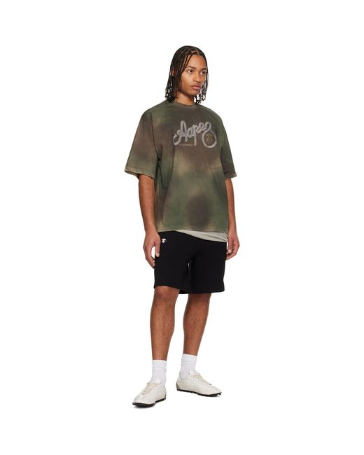 Aape By A Bathing Ape Black 'Aapenow' Moonface Logo Sweat Shorts for men