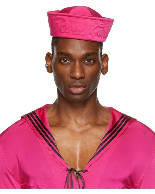 Jean Paul Gaultier Ssense Exclusive Neoprene Sailor Cap in Pink for Men |  Lyst UK