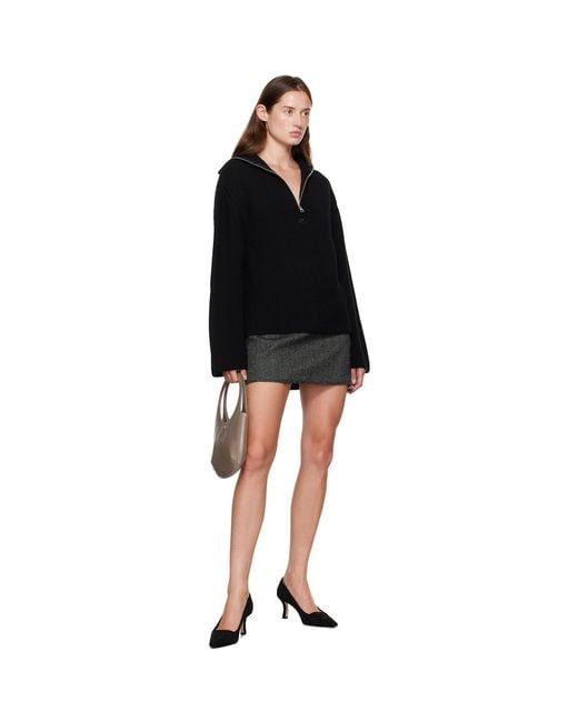 Courreges Black Ribbed Wool Trucker Sweater