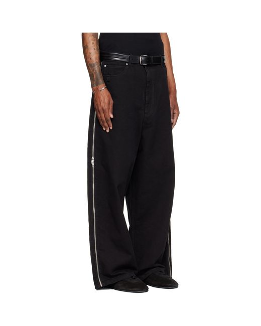 Lu'u Dan Black Side Zip Jeans for men