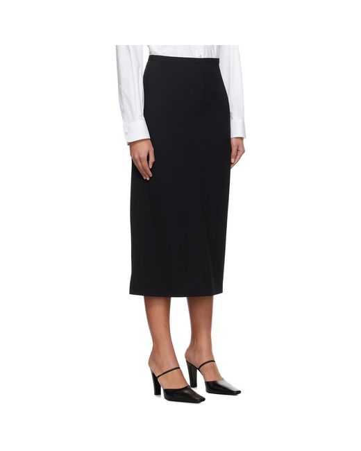 The Row Black Matias Midi Skirt