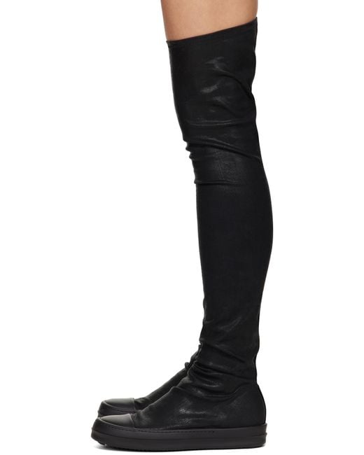 Rick Owens Black Hollywood High Sock Sneaks Tall Boots