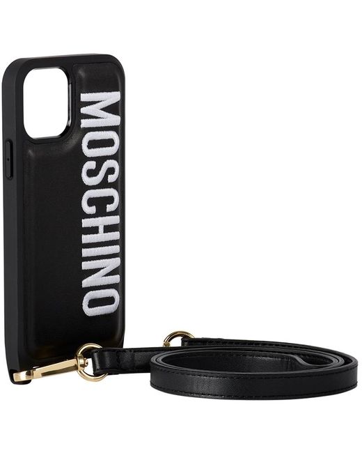 Moschino Leather Iphone 12 Pro Case In Black Lyst