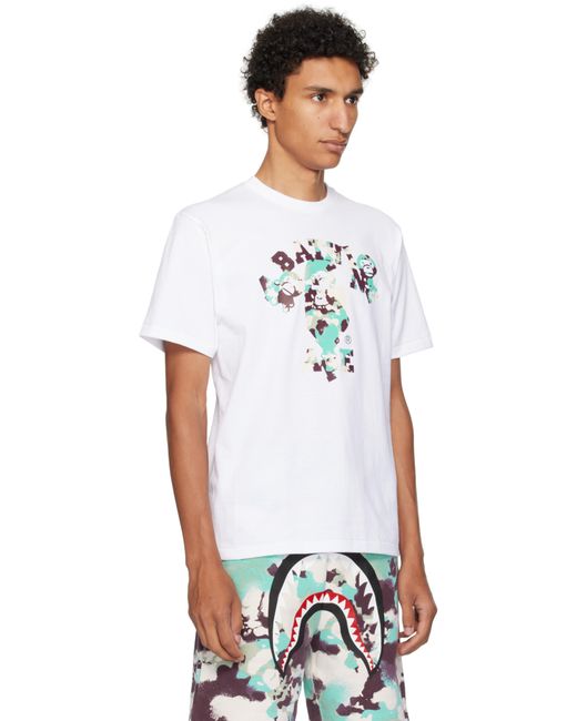 A Bathing Ape White Map Camo College Milo T-Shirt for men