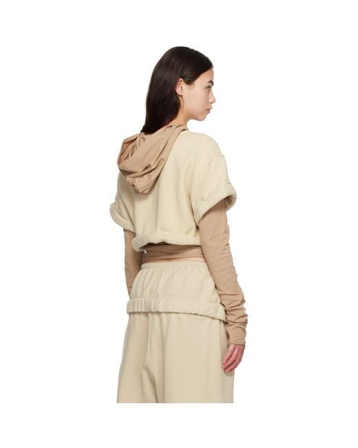 we11done Natural Layered Roll-Up Hoodie