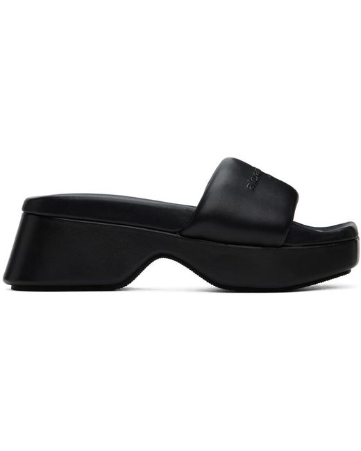 Alexander Wang Black Platform Sheep Leather Float Slides