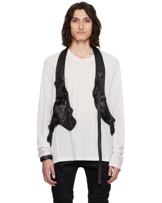 Julius Black Bellows Pocket Leather Vest for men