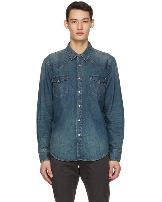 Rrl デニム ブルー Western デニム シャツ カラー ブルー メンズ Lyst