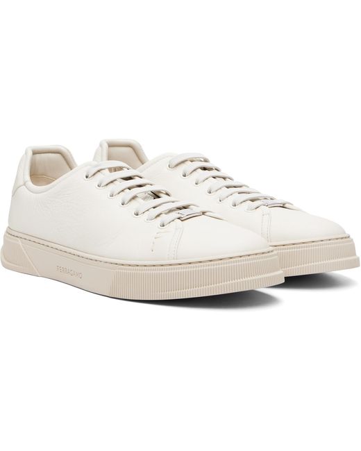 Ferragamo White Off- Elastic Lace Sneakers for men