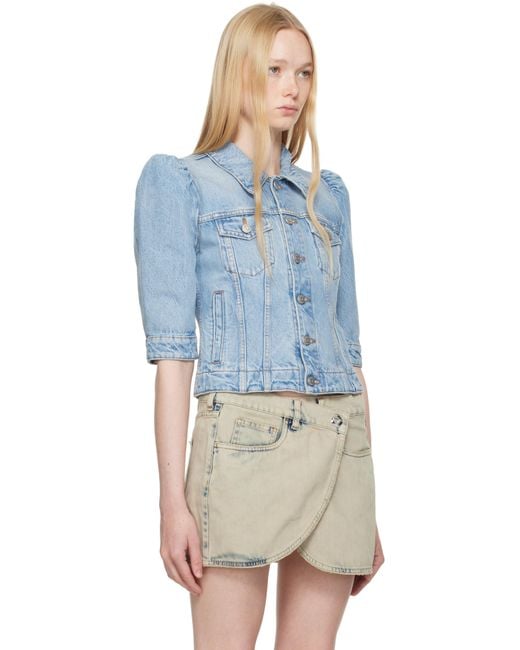 Coperni ブルー スリムフィット クロップド デニムジャケット Blue