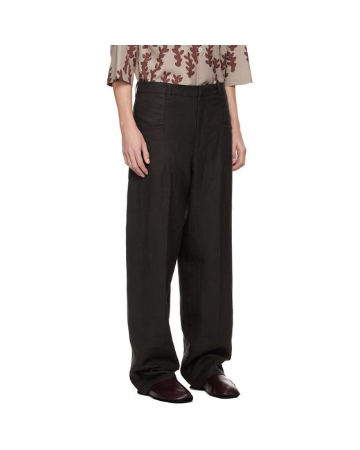 Zegna Black Linen Trousers for men