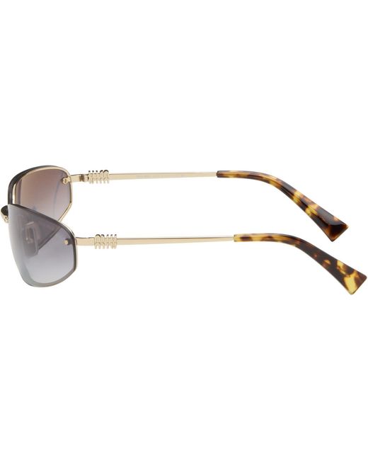 Miu Miu Gray Rimless Metal Oval Sunglasses