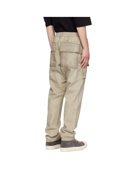 Rick Owens Natural Temple Creatch Denim Cargo Pants for men