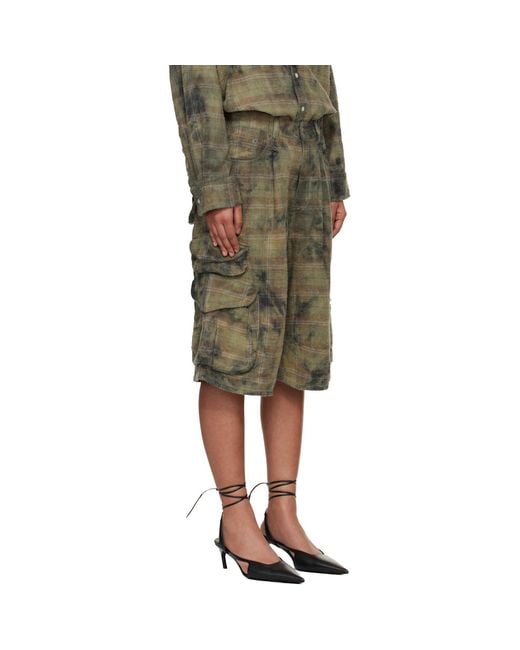 R13 Green Bermuda Cargo Shorts